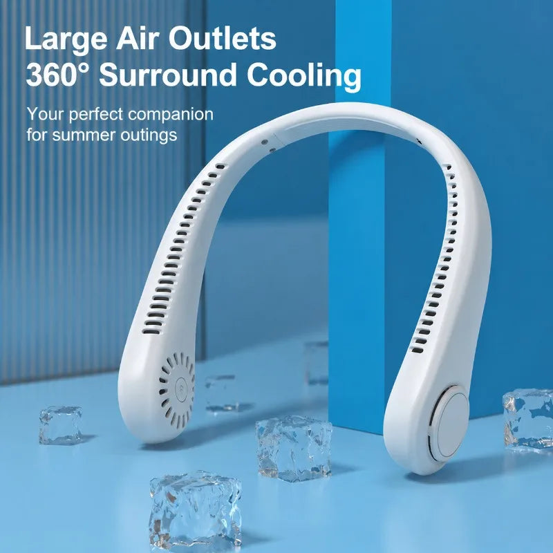 New Bladeless Neck Fan Mini Lightweight Silent Rechargeable Wearable Cooler Portable Personal Air Fan for Outdoor Sports