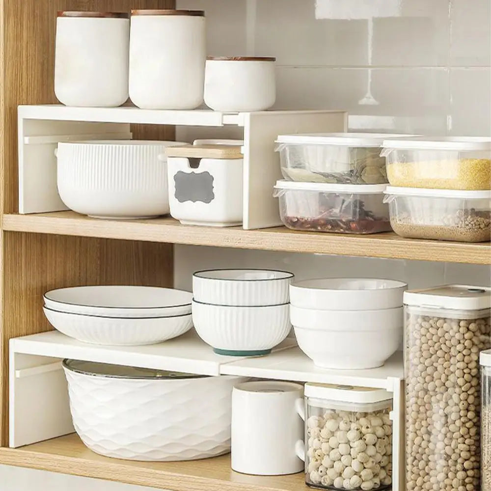 Kitchen Stretchable Cabinet Shelf Cupboard Separated Storage Rack Countertop Organizer Shoe Organizer Shelf Save Space