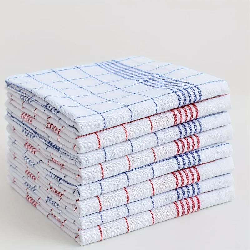 6/12Pcs, 45Cm*60Cm, Two-Color Kitchen Tea Towels, Pure Cotton Striped Plaid Kitchen Towels, Blue/Red Plaid, Dining Supplies, Kit