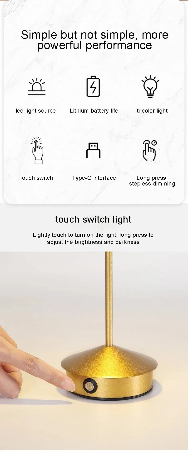 Rechargeable LED Wireless Cordless Table Desk Night Bedside Lamps Touch Sensor Decoracion Lamp for Restaurants Hotel Bedroom Bar