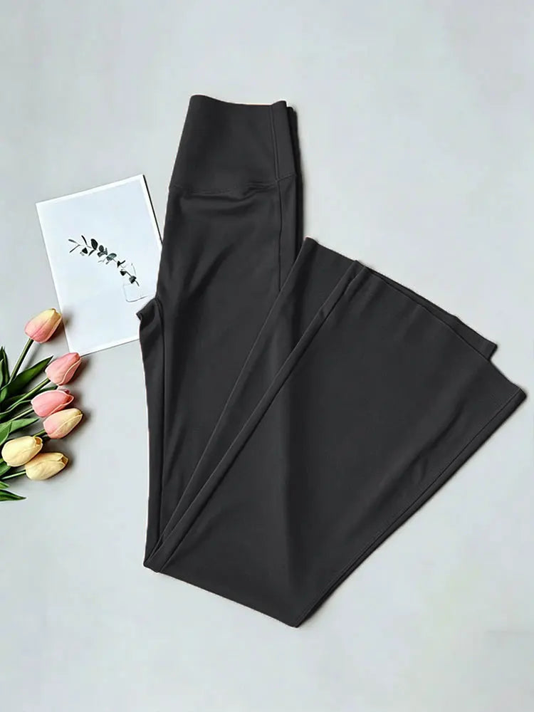 Women High Waist Pilates Flared Fitness Pants Peach Hip Lifting Nude Feeling Tight Flared Trouser All Season Gym Yoga Sweatpants