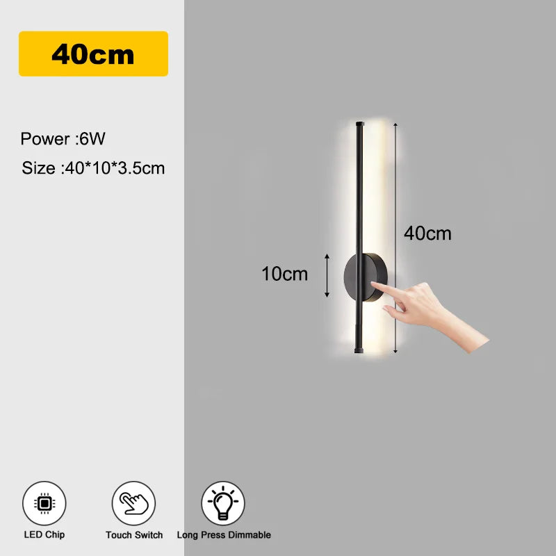 Indoor Touch Switch Dimmable LED Wall Lamps for TV Background Hardwired Long Press Dimming LED Wall Lights Wall Sconce Bedroom
