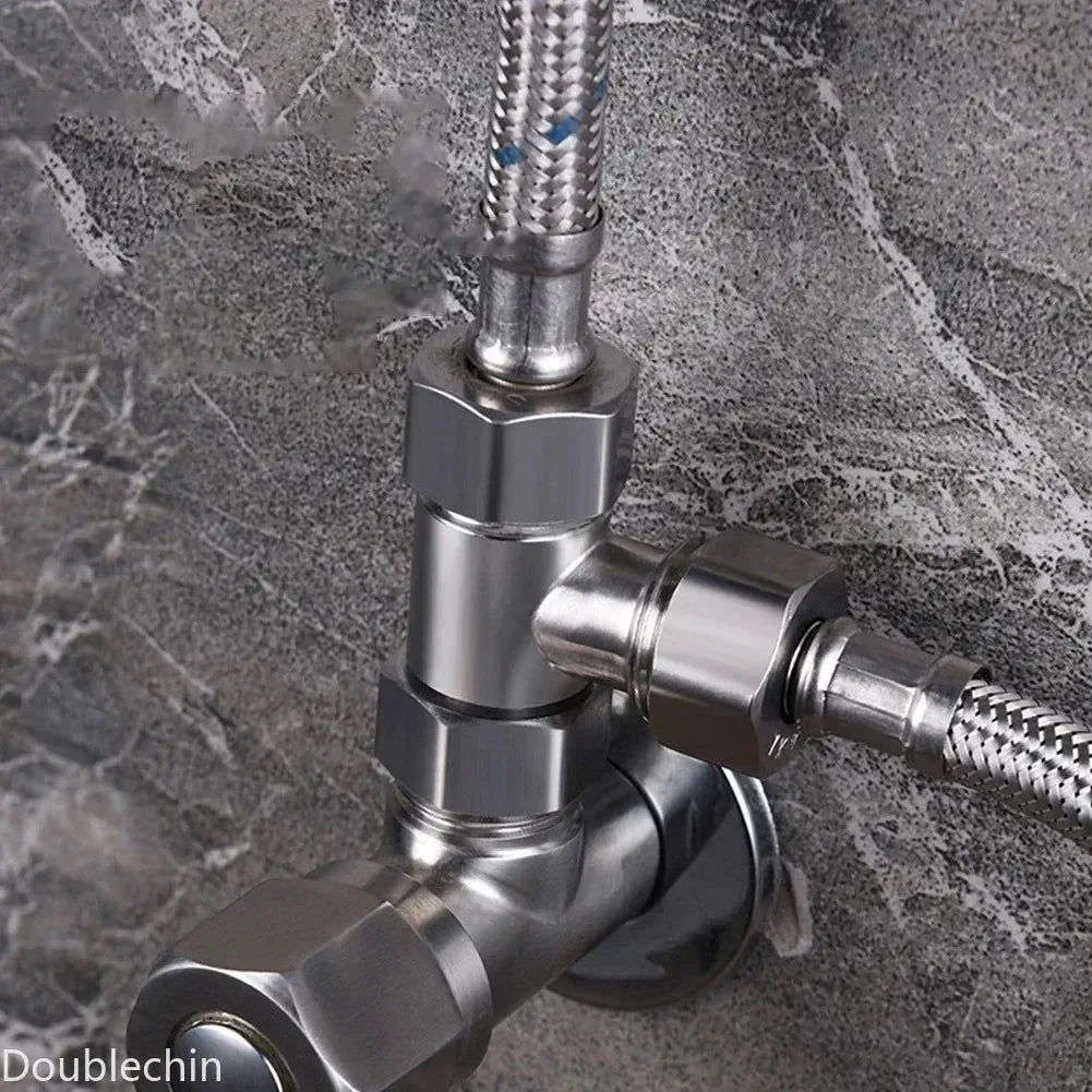 G1/2 3 Way T-Adapter Bathroom Shower Faucet Water Splitter Toilet Shower Valve Spray Nozzle Converter Stainless Steel