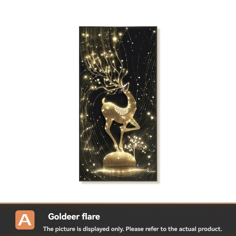 Light Luxury Deer Deer Wealth Making Entrance Led Decoration Painting Home Decoration Corridor Living Room Wall Painting Lights