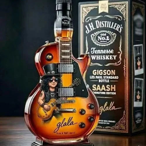 Whiskey Guitar Shaped Glass Bottle Novelty Bar Home Table Decor Handmade Clear Liquor Spirits Carafe Gift