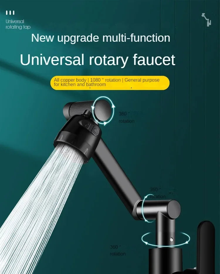 Hot Cold Water Basin Faucet Multifunction Booster Universal Rotating Wash Basin Tap for Bathroom Kitchen Household Mixer Faucet