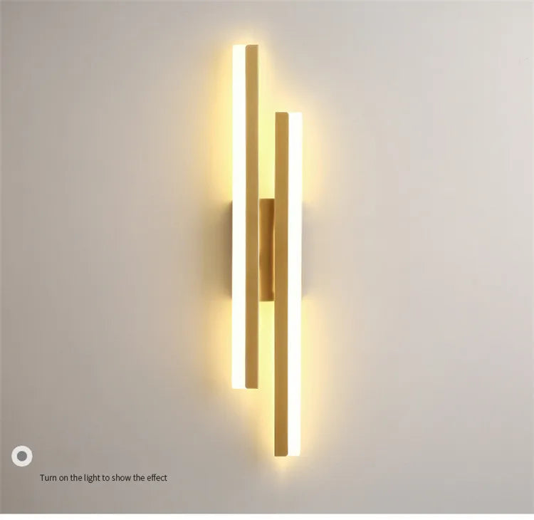 Modern Minimalist LED Wall Lamp Double Vertical Bar Frosted Acrylic Sconce Light for Living Room Sofa Background Bedroom Headboa