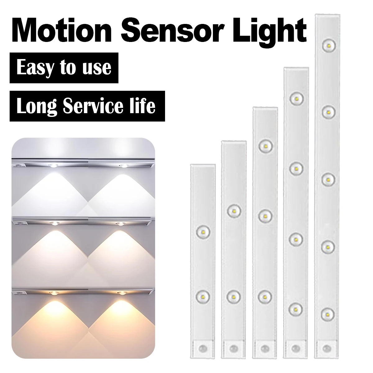 Ultra Slim Led Motion Sensor Light Strip Tricolor Lamp Usb Rechargeable Lights Leds Night With Paste 10cm/20cm/30cm/50cm Cabinet