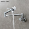 Brass Pot Filler Tap Wall Mount Foldable Kitchen Faucet Single Cold Single Hole Sink Tap Rotate Folding Spout Chrome Gold Black