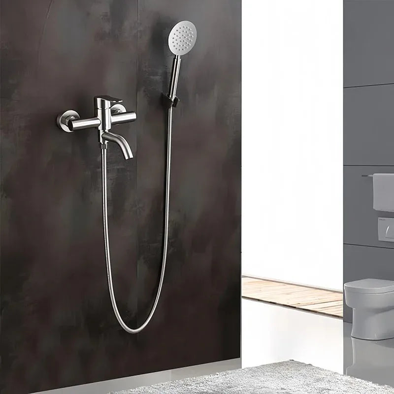 Bathroom Shower Faucet Stainless Steel Triple Bathtub Faucet Mixers Hot Cold Mixer Valve Nozzle Tap Wall Mounted Home Shower Set
