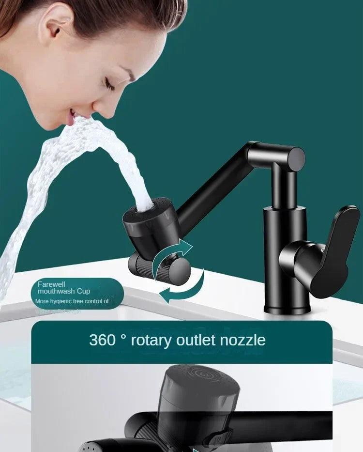 Hot Cold Water Basin Faucet Multifunction Booster Universal Rotating Wash Basin Tap for Bathroom Kitchen Household Mixer Faucet