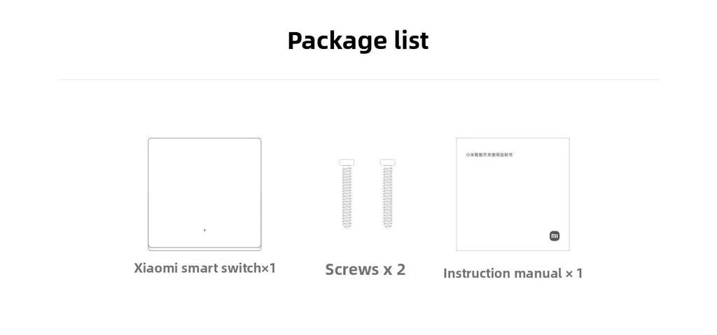 Xiaomi Smart Wall Switch Single Double Triple Key Dual Control Live&Neutral Line Work for Smart Light Mi home App