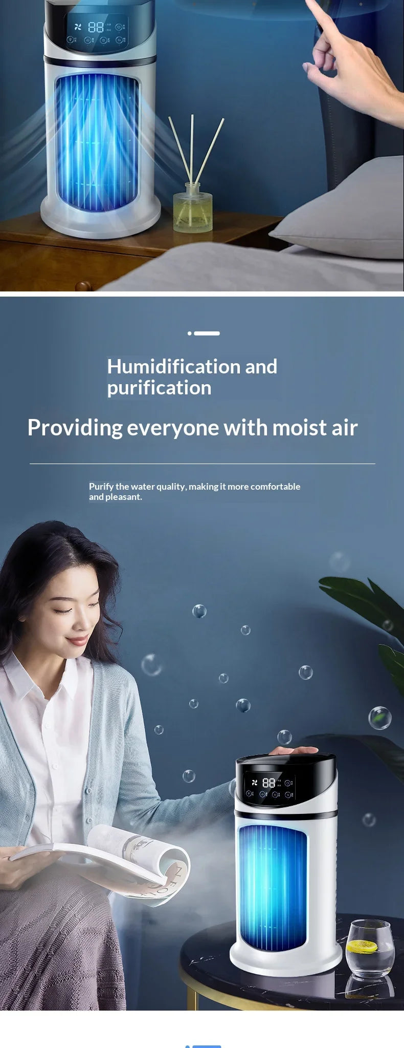 New Portable Mini Air Conditioner Air Cooler Fan Water Cooling Fan Air Conditioning Air Cooler For Office Mobile Air Conditioner