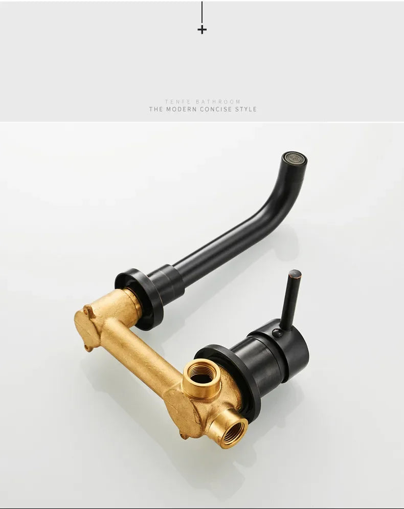Bathroom Faucet Brass Hot and Cold Water Sink Faucet Wall Mounted Mixer Tap Single Handle Two Hole Vintage Faucet