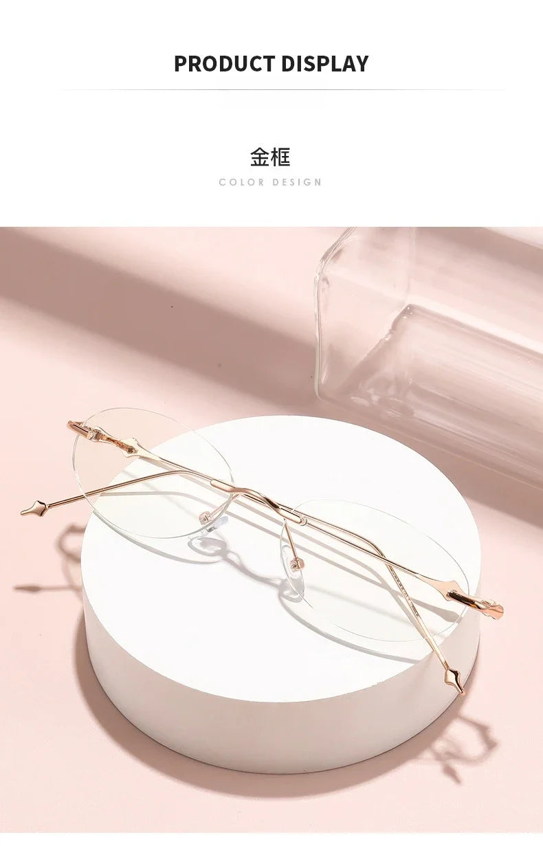 Small Oval Photochromic Myopia Glasses Women Men Fashionable Frameless Minus Diopter Glasses Trendy Outdoor Eyewear0-1.0-4.0