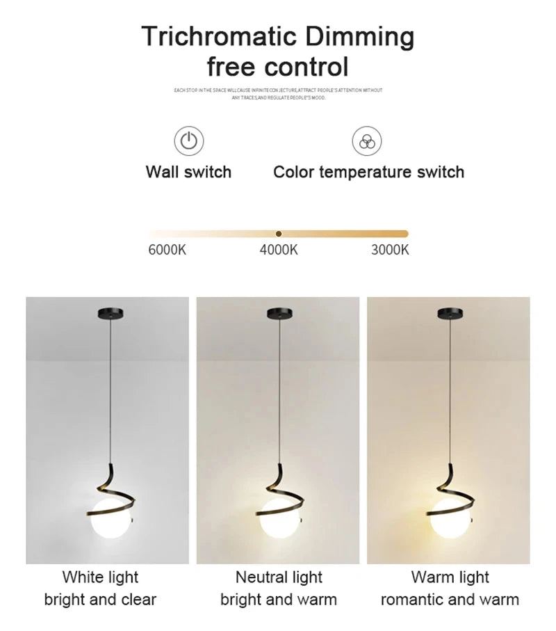 Modern LED Pendant Lights Indoor Lighting Glass Hanging Lamp For Home Dining Tables Bedside Kitchen Living Room Decoration Light