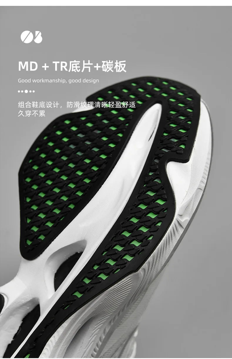 Carbon Plate Air Cushion Men Sports Running Shoes Marathon Breathable Lightweight Women's Comfortable Athletic Nonskid Sneakers