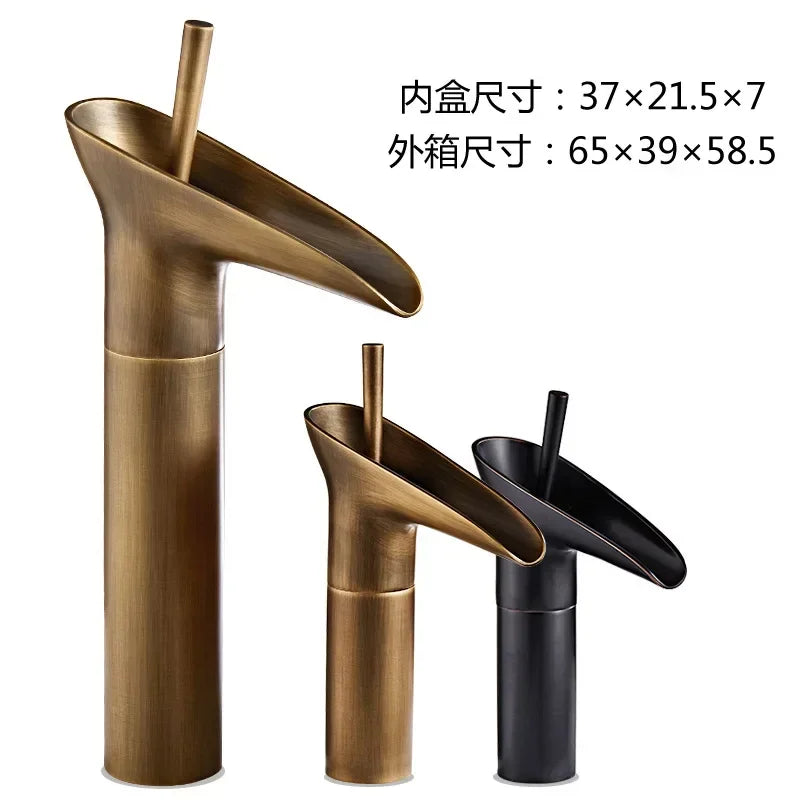 Excellent Single Lever Waterfall Basin Faucet Bathroom Faucet Brass Antique Hot and Cold bathroom Sink Mixer Wine Glass Style Ta