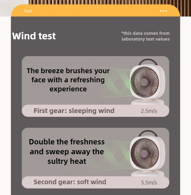 1200mAh-2000mAh Air Circulation Wireless Fan Household Desktop Office Portable Desk Fan Bedroom Large Wind Ceiling Fan