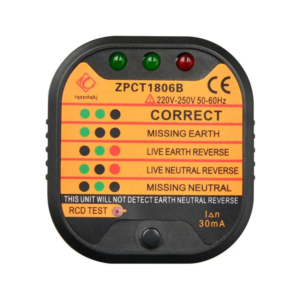Socket Tester EU / UK / US Outlet Performance Testing for Electrical Safety Ensure Proper Grounding