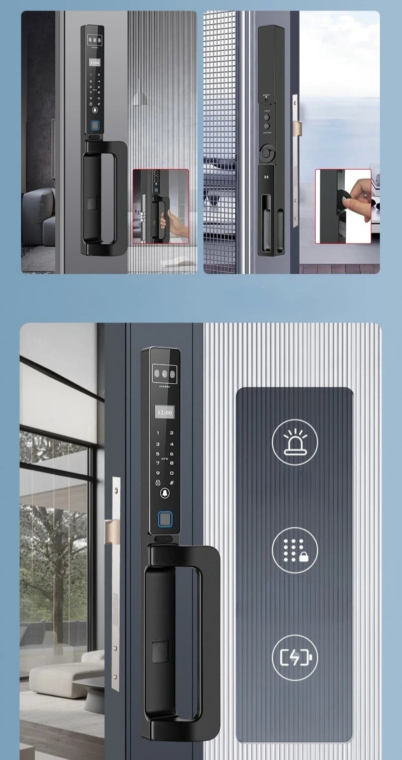Automatic Password Fingerprint Facial Recognition Smart Lock Broken Bridge Aluminum Fingerprint Lock Sliding Door Password Lock