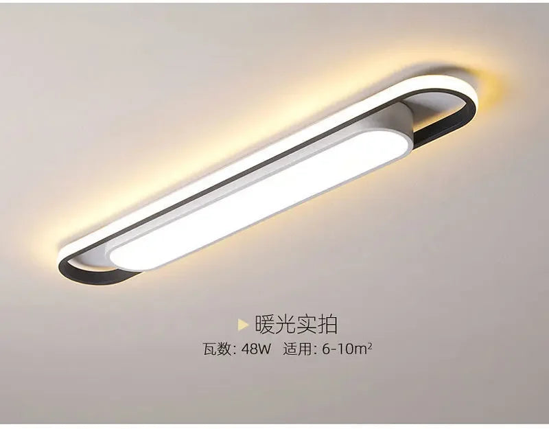 LED Ceiling Light, Minimalist Modern Light, Long Strip, Creative Bal Living Room, Bedroom, Study, Human Body Sensing Rectangular