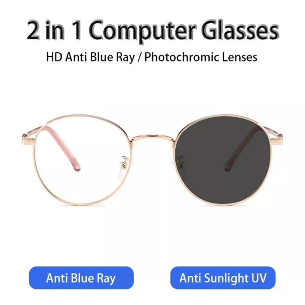 Photochromic Sun Glasses Women Blue Light Glasses 2 In 1 Sun Glasses UV400 Sunglasses for Women