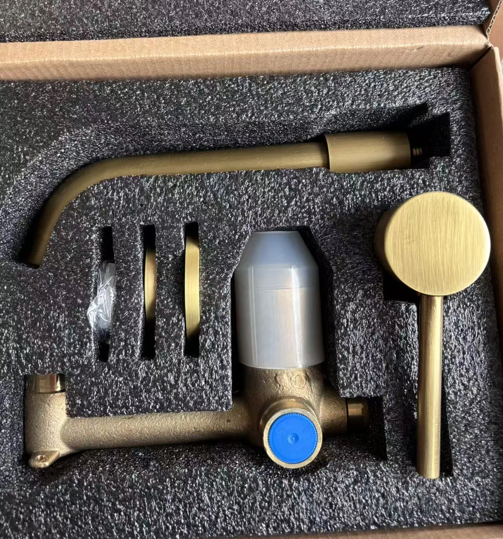Bathroom Faucet Brass Hot and Cold Water Sink Faucet Wall Mounted Mixer Tap Single Handle Two Hole Vintage Faucet
