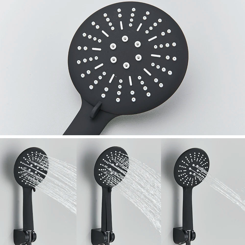 Black Thermostatic Bathroom Shower Faucet Dual Handle Bathtub Faucet Wall Mounted Mixer Tub Tap