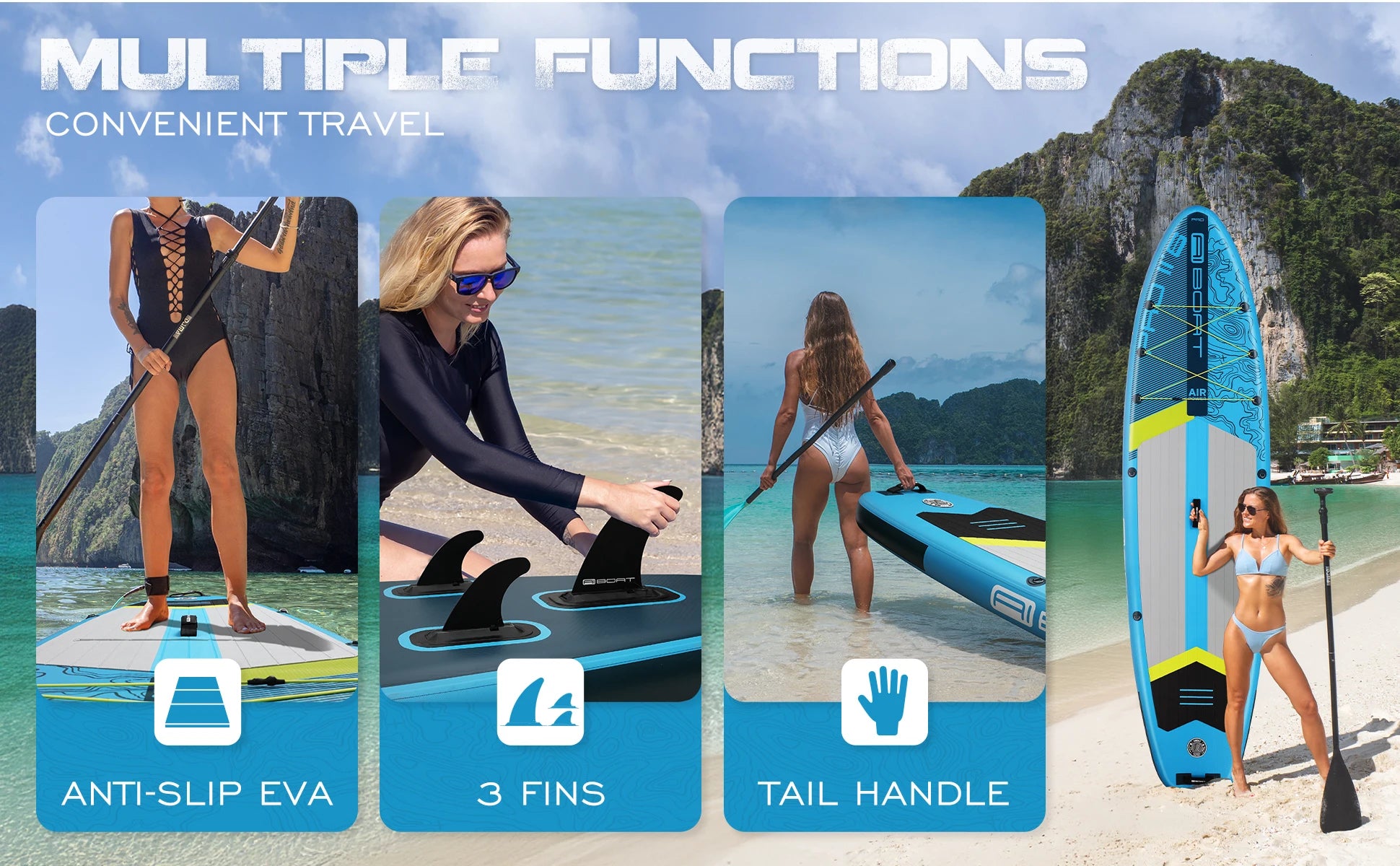 AIBOAT Blue Pro SUP Waterproof Inflatable Paddle Board 11'6''x35''x6'' Adult Standing Style Aquatic Fishing With Accessories SUB