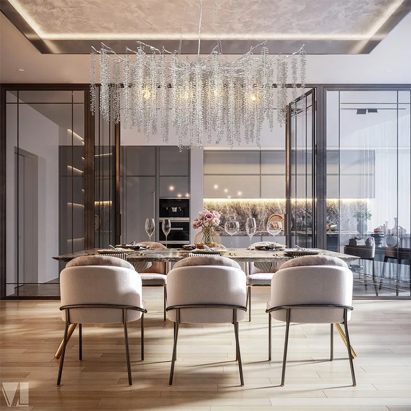Modern light luxury living room crystal chandelier dining room bedroom French crystal lamp artistic decoration branch lamp
