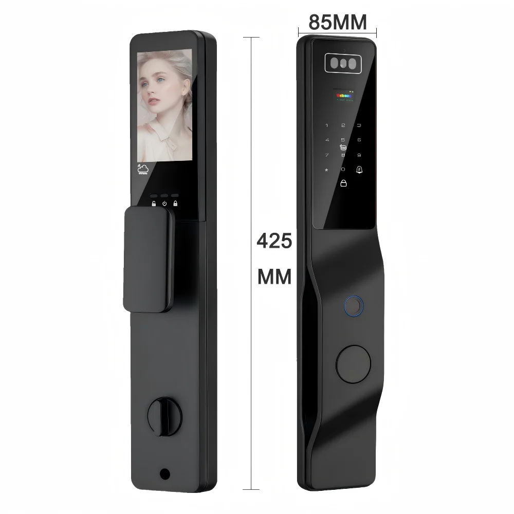 Tuya Wifi Palmprint 3d Face Recognition Smart Door Lock with Digital Camera Electronic Remote Control Door Lock for Wood Door
