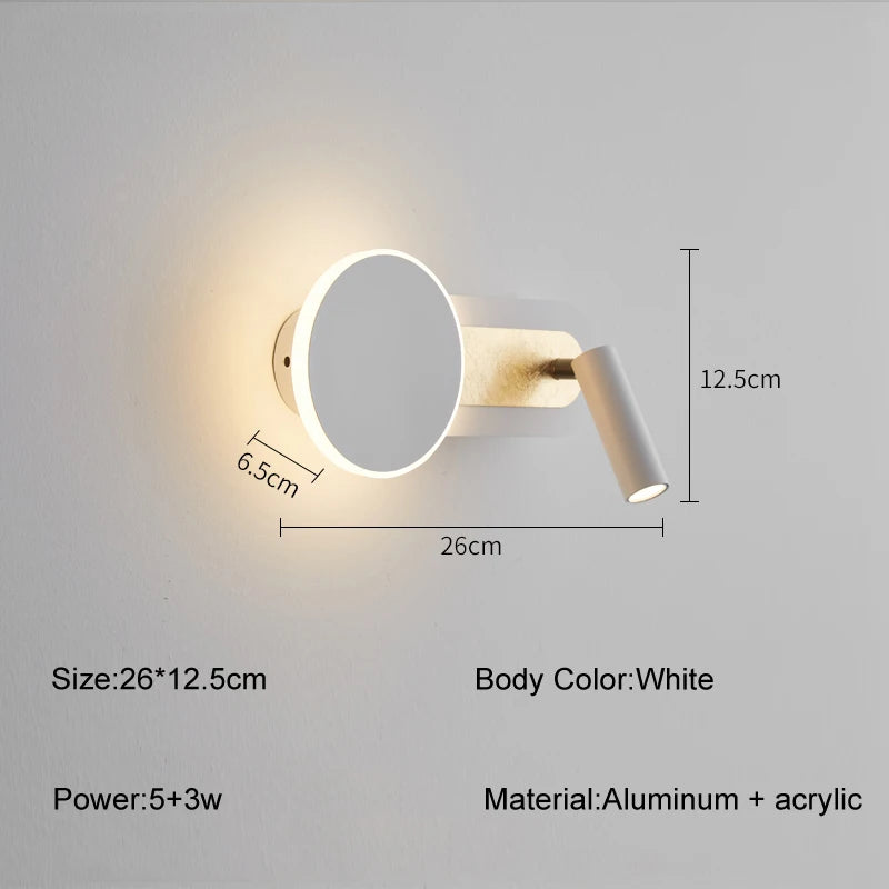 Modern LED Wall Light Living Room Bedroom Study Reading Wall Lamps Indoor With Switch Hotel Decorative Lighting Fixtures