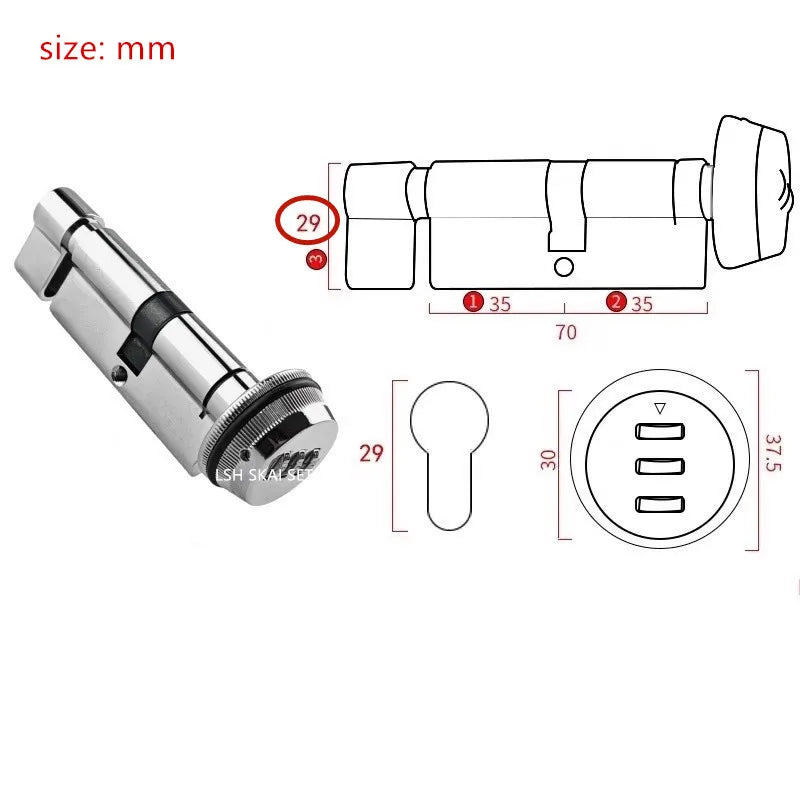 1Pc Digital Password Intelligent Keyless Lock Core Zinc Alloy Bedroom Door Lock Home Hardware Safety Anti-theft Door Accessories
