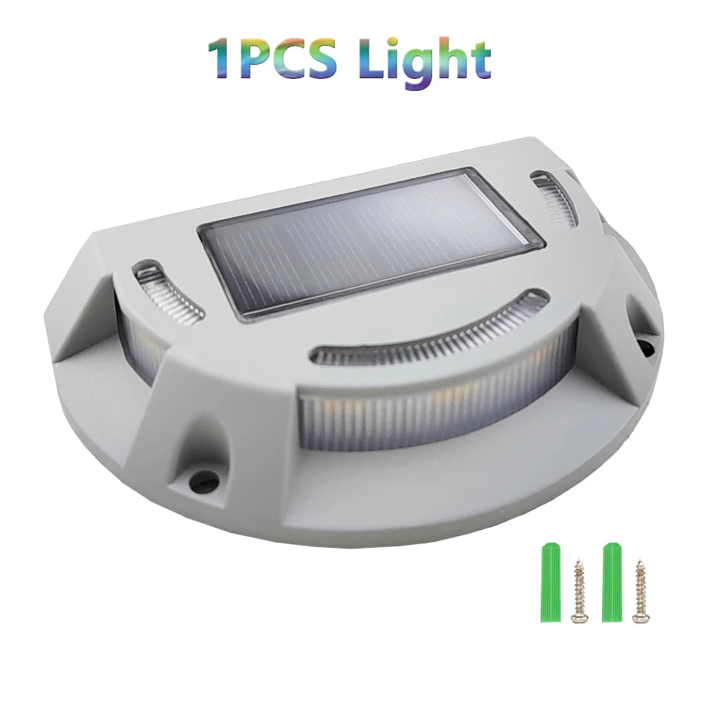 LED Solar Light Outdoor Waterproof Garden Deck Stair Light Solar Stud Driveway Pathway Step Ground Dock Lawn Landscape Lighting