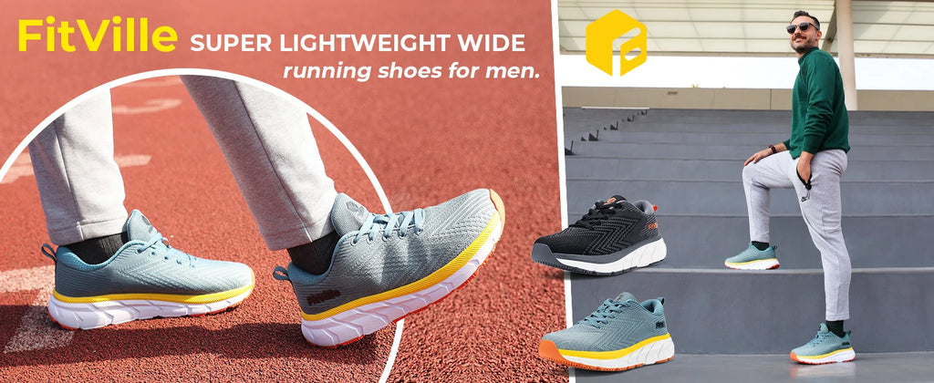 FitVille Wide Toe Box Shoes for Men Cushioned Well Extra Wide Width Shoes Non Slip Wide Lightweight Breathable Running Shoes