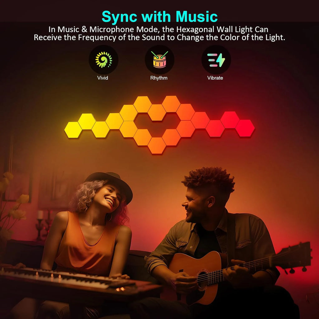 Smart LED Hexagonal Wall Lamp Quantum Panel Music Sync APP Control for Game Room Bedroom Living Room Decor Birthday Christm Gift