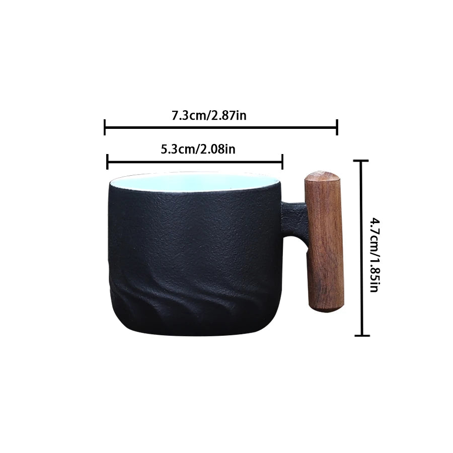 Creative Handmade Exquisite Coffee Cup Vintage Coffee Cup With Wooden Handle Mug Cups Mugs Drinkware Kitchen Dining Bar Home