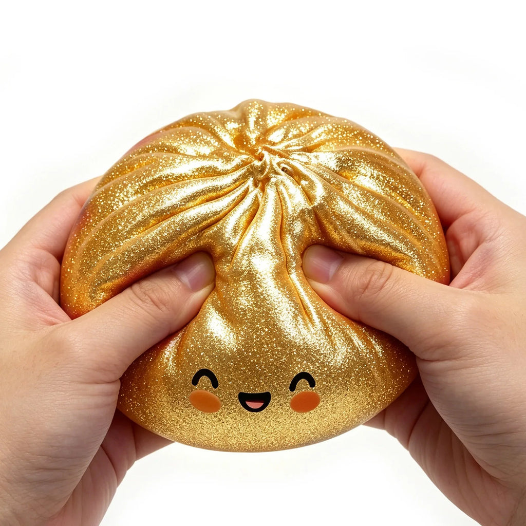 Glitter Shark Dumplings Squishy Toy Soft Slow Resilience Mini Buns Fidget with Steamer Steamed Stuffed Bun Pinch Le