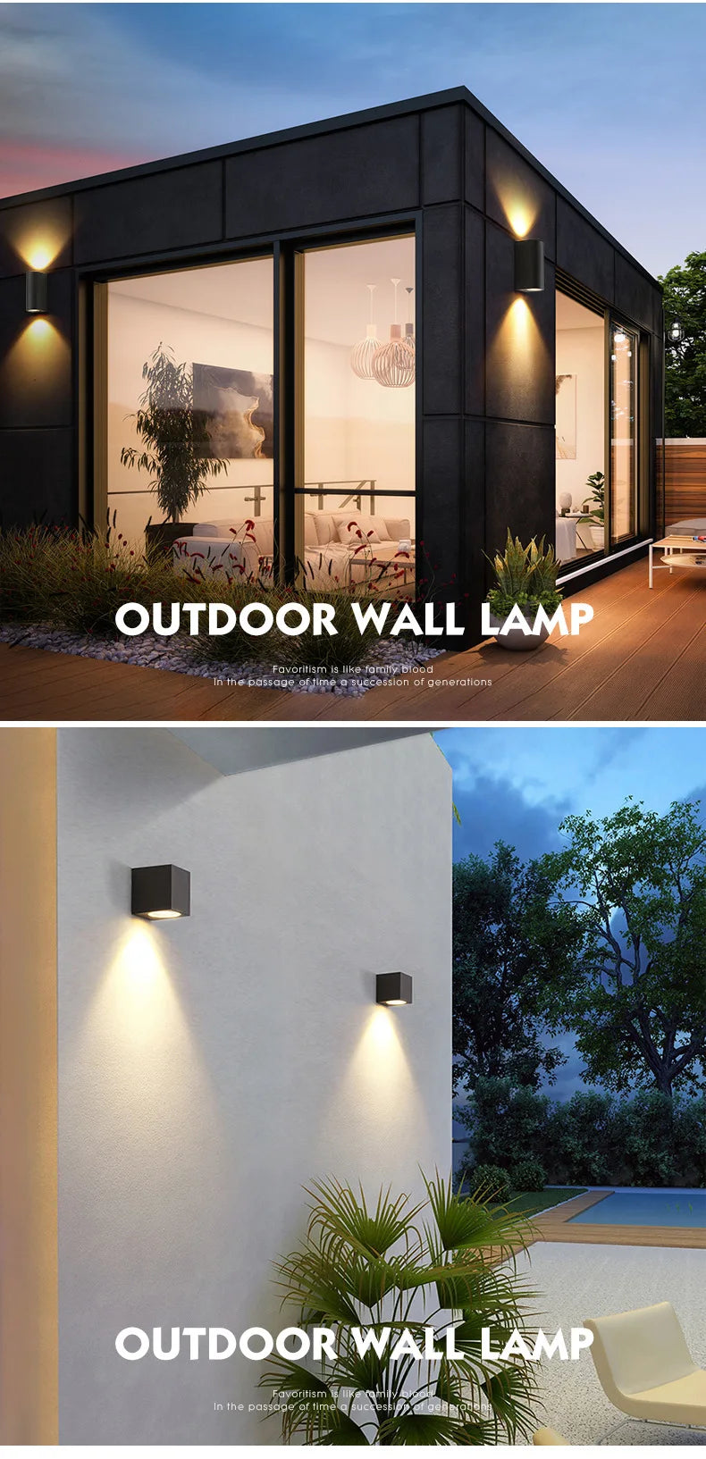 Tuya Smart LED Wall Light Up and Down RGB CCT Outdoor Bluetooth/WIFI APP Control GU10 Bulb Exterior Garden Porch Sconces Lamp