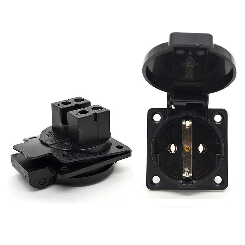 Black Blue Round Cover 50*50mm EU Industry AC Power Socket IP44 Europe Germany 16A 250V Grounding Outdoor Waterproof Socket