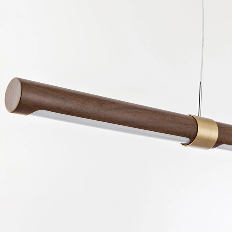 Modern LED Pendant Light ong strip restaurant chandelier dining room lamp minimalist office Lustre Walnut Home decor Lighting