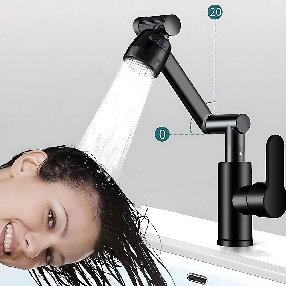 Mechanical Arm Universal Faucet Bathroom Kitchen Splashproof Faucet Bathroom Countertop Basin Hot and Cold Tap Faucet Accessorie