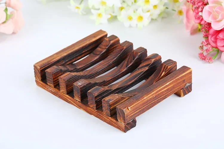 Natural Bamboo Soap Box Dishes Bath Soap Holder Wooden Case Tray Mildew Resistant Drain Bathroom Washroom Accessory