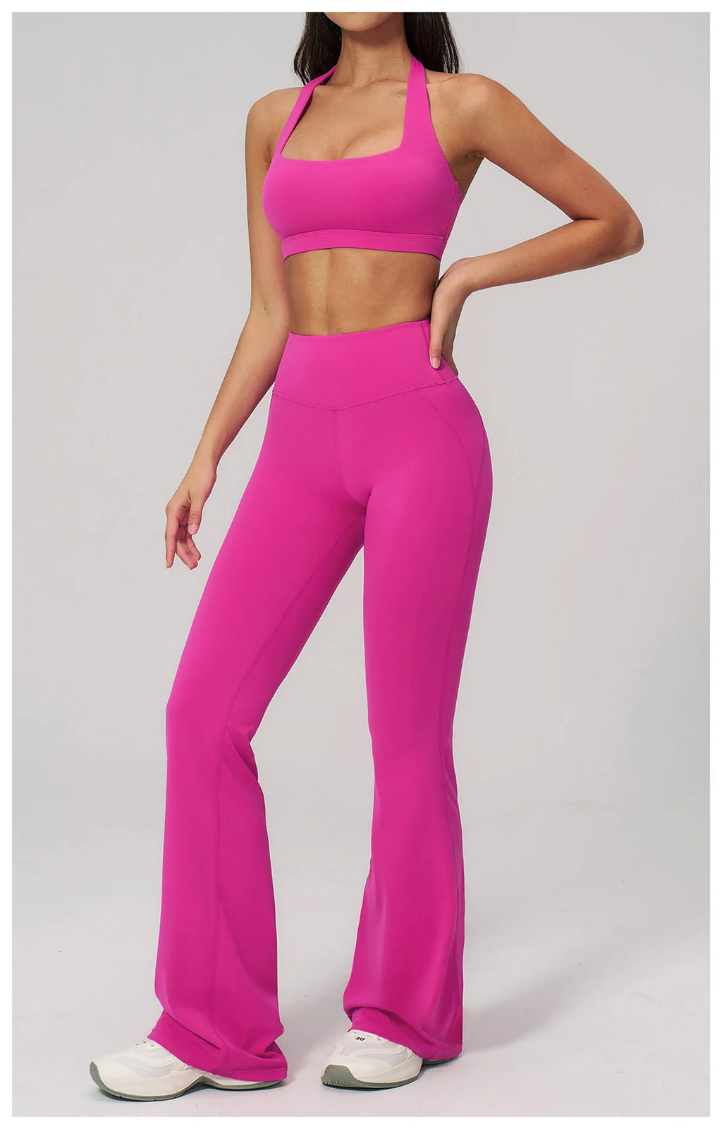 2PCS Flared Pants Yoga Set Women's Tracksuits Gym Fitness Outfits Sports Sets Female Shockproof Sports Bra Yoga Workout Clothes