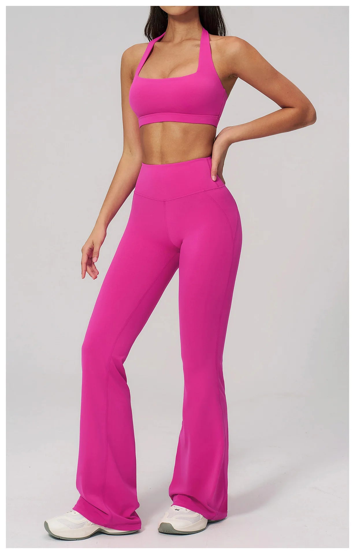 2PCS Flared Pants Yoga Set Women's Tracksuits Gym Fitness Outfits Sports Sets Female Shockproof Sports Bra Yoga Workout Clothes
