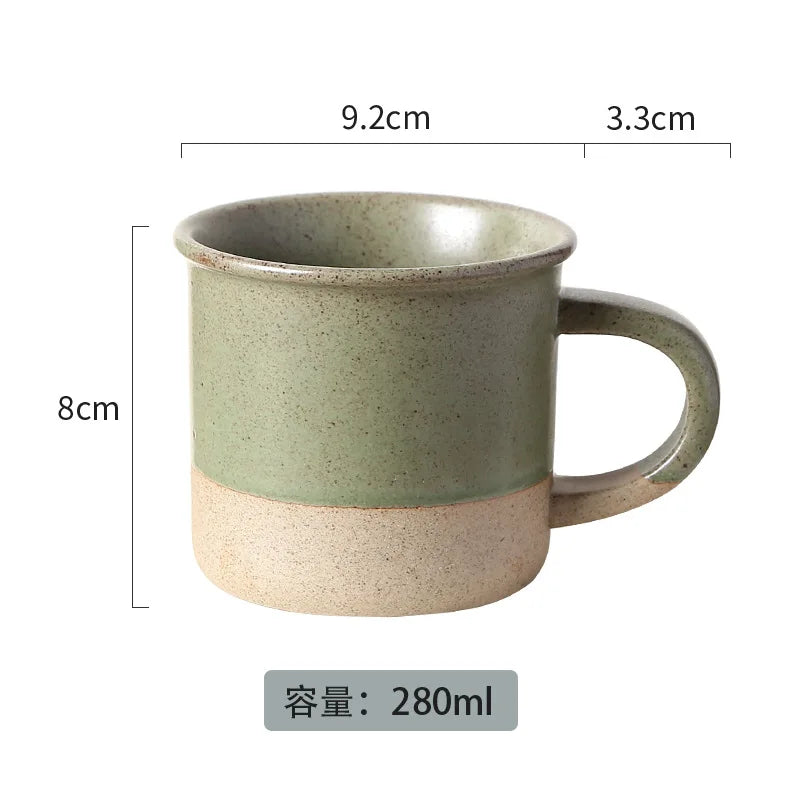 Vintage Stoneware Coffee Mug Kiln Change Ceramic Cup Small Minimalist Water Cup Sesame Glaze Breakfast Cup