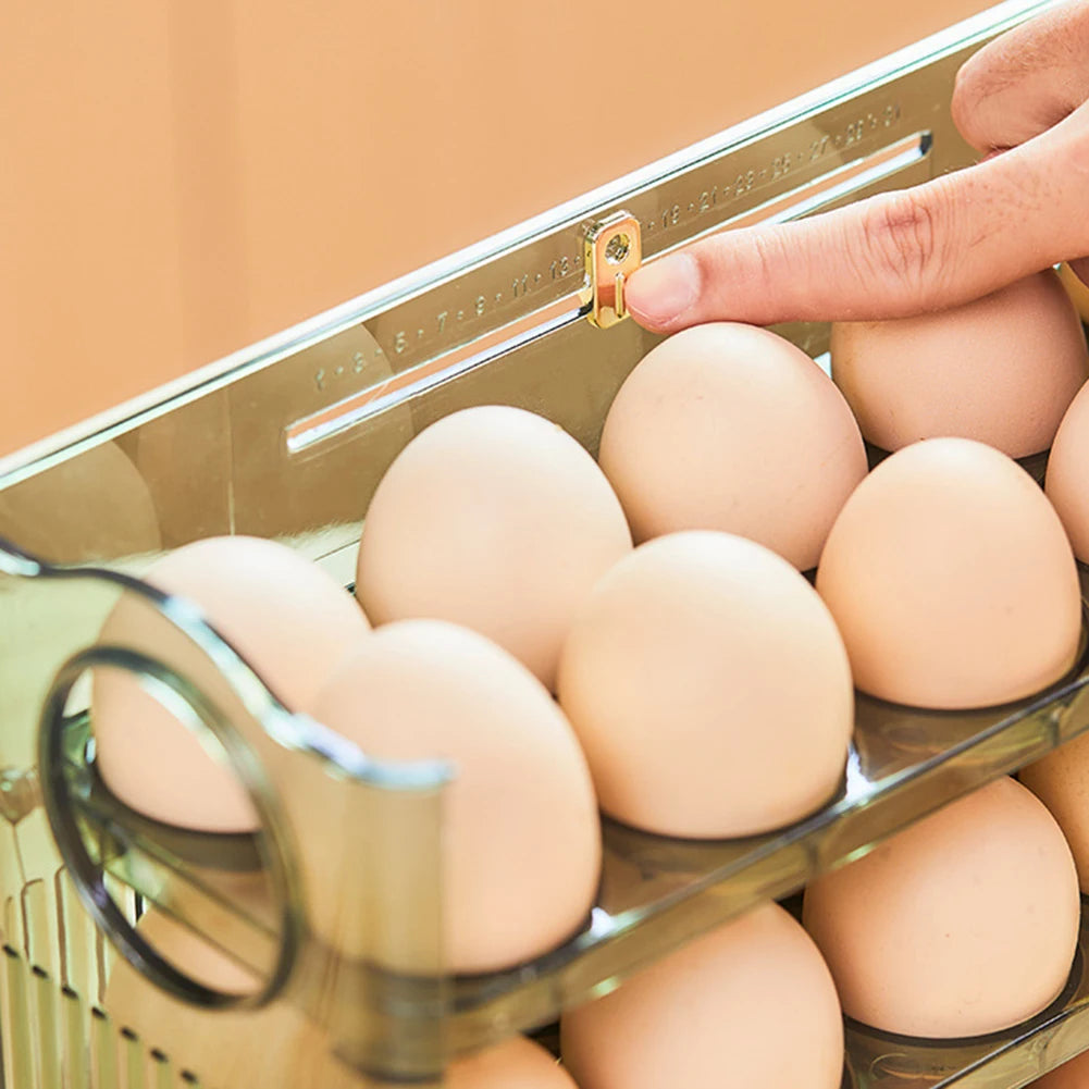Kitchen Egg Holder,Large Capacity Egg Fridge Storage Box,Multi-Layer Egg Tray Organizer,Space Saving Fridges Egg Container