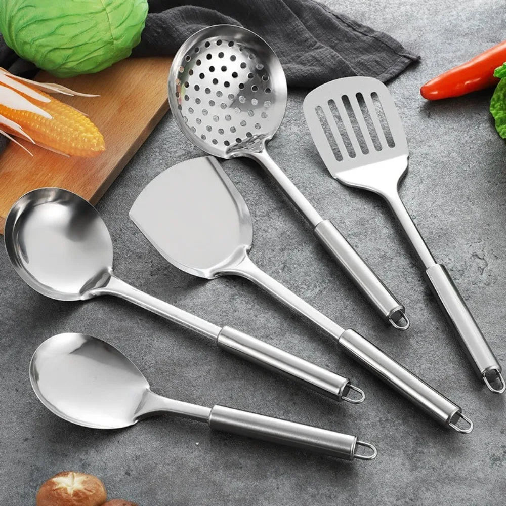 Durable Stainless Steel Wok Spatula Long Handle Kitchen Gadgets Kitchen Cooking Utensil Set Slotted Turner Cooking Tools