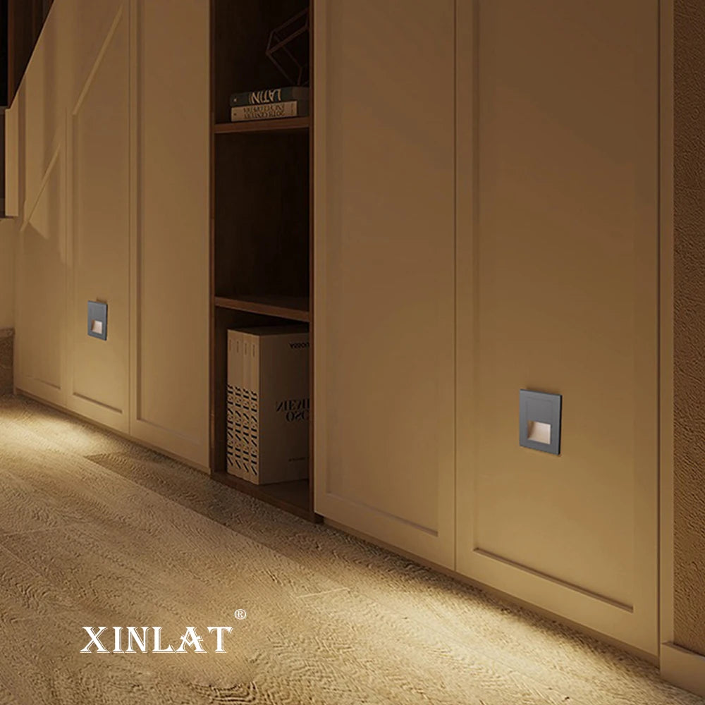 Recessed Wall Lamp Led Stair Lights Non-Sensor Corridor Nightlights for Cabinet Closet  Kitchen Luminaires Black White 22v 110v
